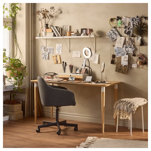 ANFALLARE / HILVER desk, bamboo, 140x65 cm