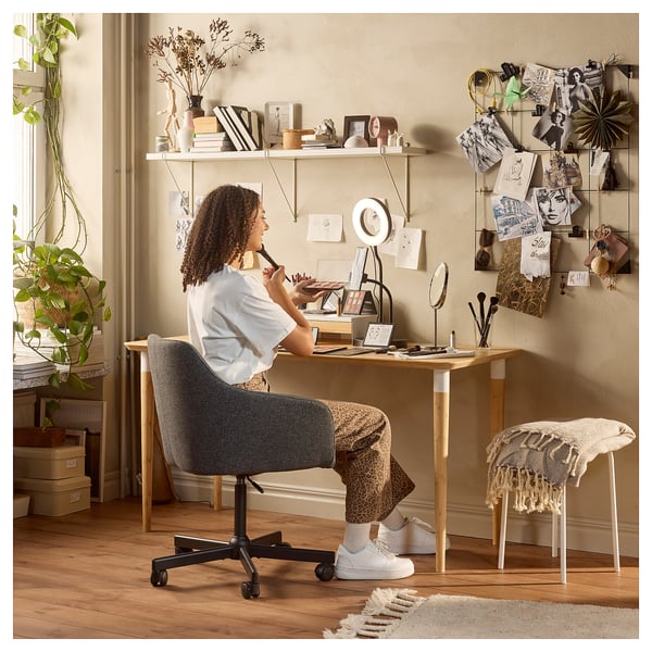 ANFALLARE / HILVER desk, bamboo, 140x65 cm
