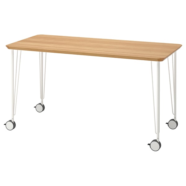 ANFALLARE / KRILLE desk, bamboo/white, 140x65 cm