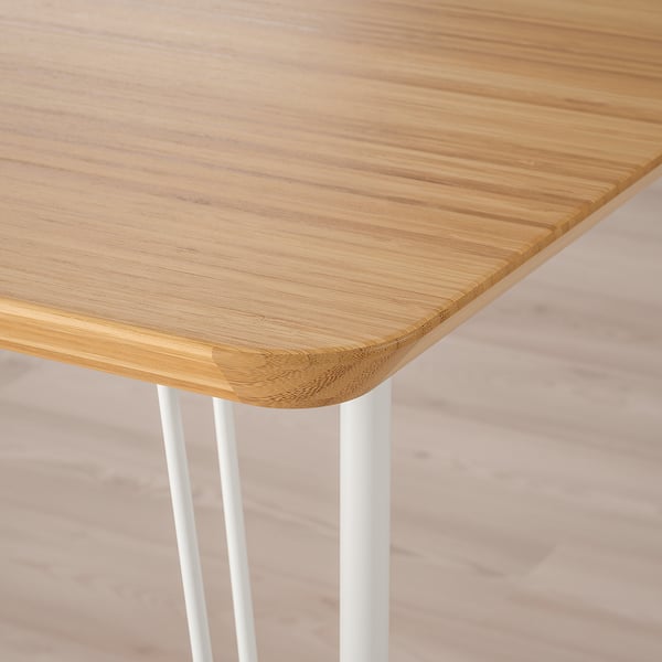 ANFALLARE / KRILLE desk, bamboo/white, 140x65 cm