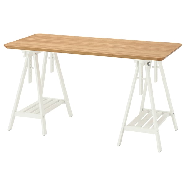 ANFALLARE / MITTBACK desk, bamboo white, 140x65 cm