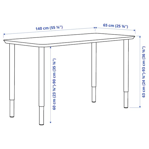 ANFALLARE / OLOV - Desk, bamboo/white, 140x65 cm