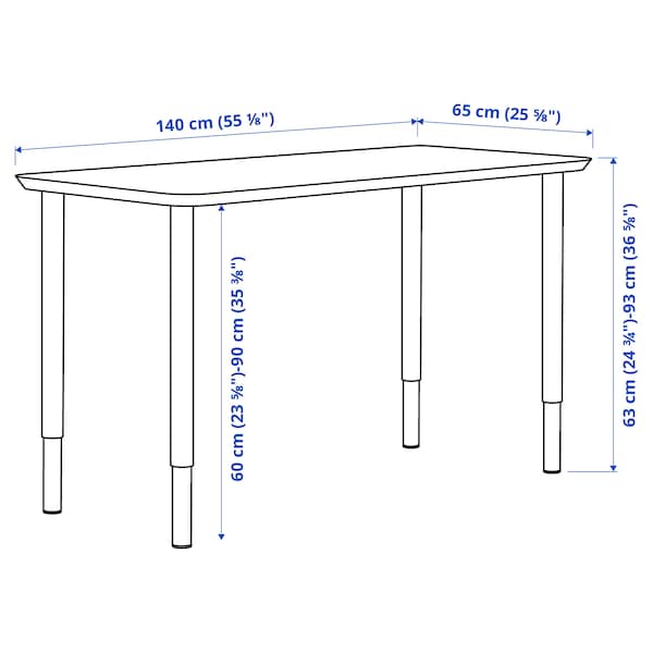 Ikea ANFALLARE / OLOV - Desk, bamboo/white, 140x65 cm