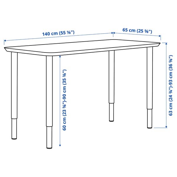 ANFALLARE / OLOV - Desk, bamboo/black, 140x65 cm