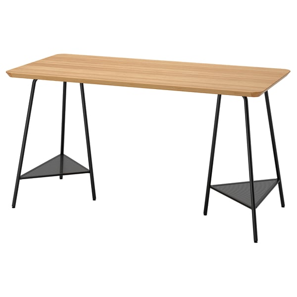 ANFALLARE / TILLSLAG - Desk, bamboo/black, 140x65 cm