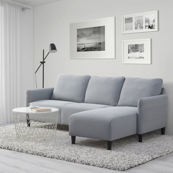 ANGERSBY - 3-seater sofa with chaise-longue/Knisa light grey ,