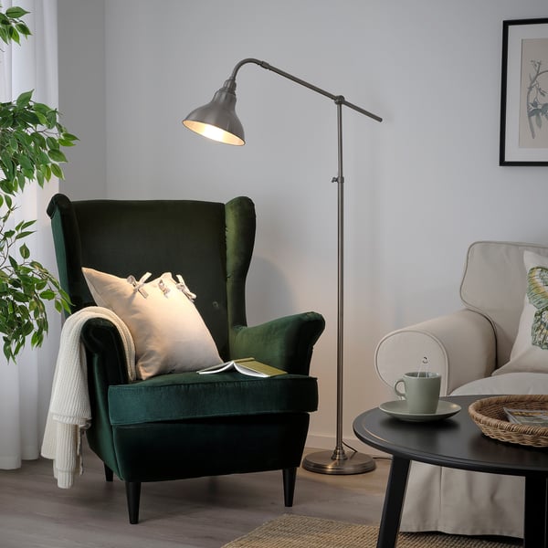 ANKARSPEL floor/reading lamp, pewter effect, 23 cm
