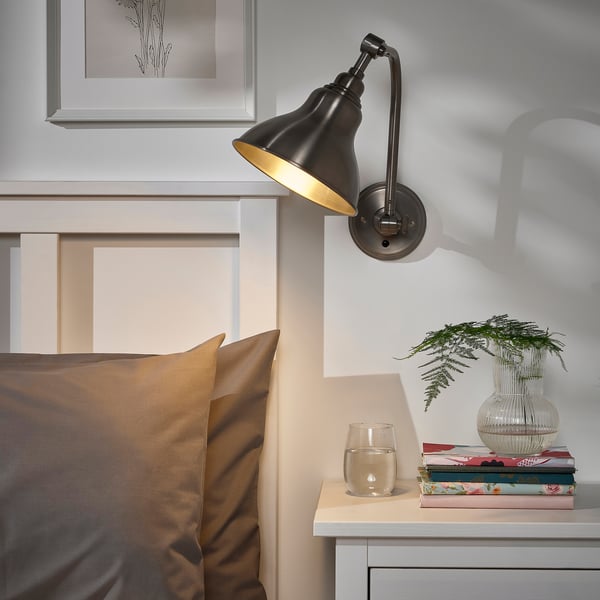 ANKARSPEL wall lamp, wired-in installation, pewter effect, 12 cm