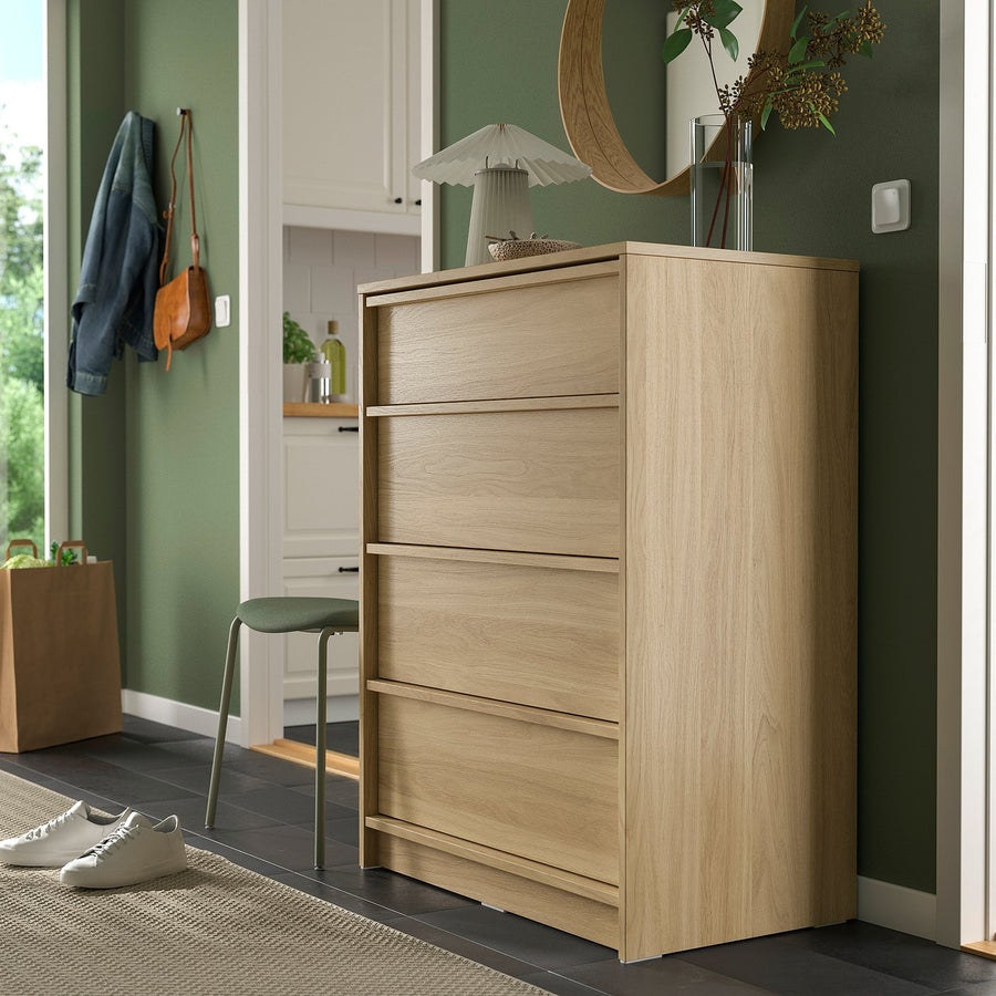 ANKARUDDEN chest of 4 drawers, oak effect, 80x48x107 cm