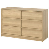 ANKARUDDEN chest of 6 drawers, with 2 inner drawers/oak effect, 139x48x87 cm