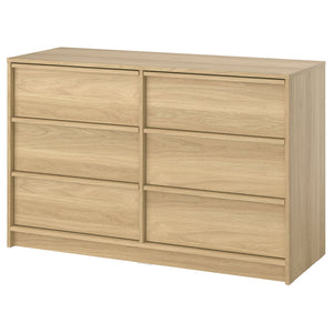 ANKARUDDEN chest of 6 drawers, with 2 inner drawers/oak effect, 139x48x87 cm
