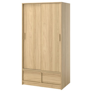 ANKARUDDEN wardrobe with sliding doors, oak effect, 98x60x190 cm