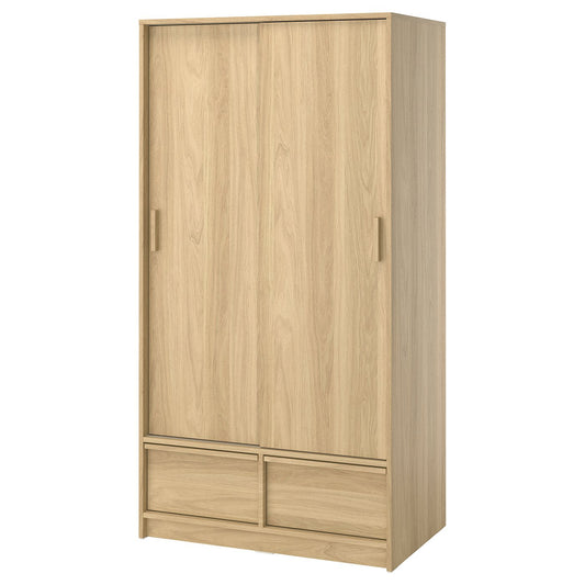 ANKARUDDEN wardrobe with sliding doors, oak effect, 98x60x190 cm