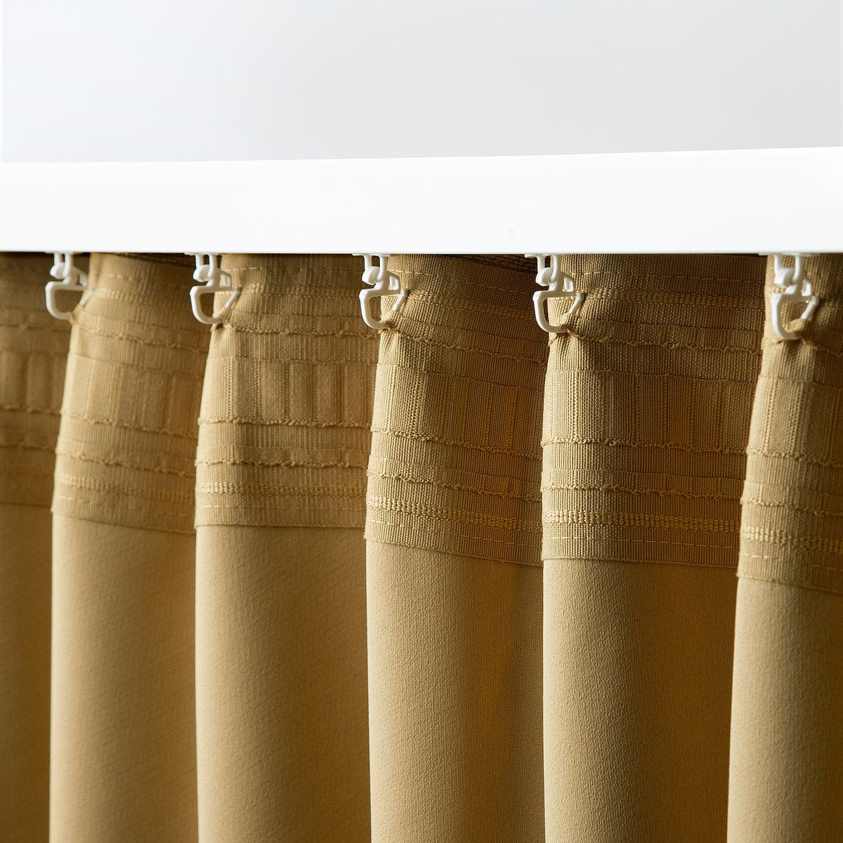 ANNAKAJSA room darkening curtains, 1 pair, yellow-brown/with heading tape, 145x300 cm