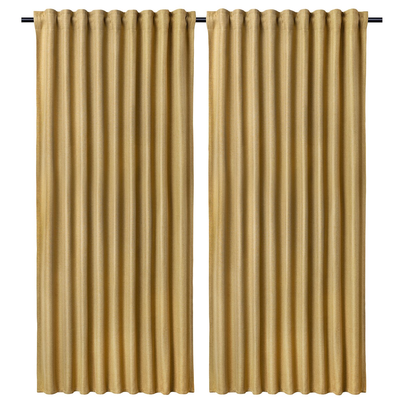 ANNAKAJSA room darkening curtains, 1 pair, yellow-brown/with heading tape, 145x300 cm