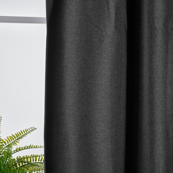 ANNAKAJSA room darkening curtains, 1 pair, anthracite/with heading tape, 145x300 cm