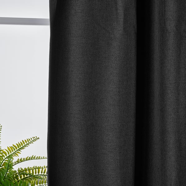 ANNAKAJSA room darkening curtains, 1 pair, anthracite/with heading tape, 145x300 cm