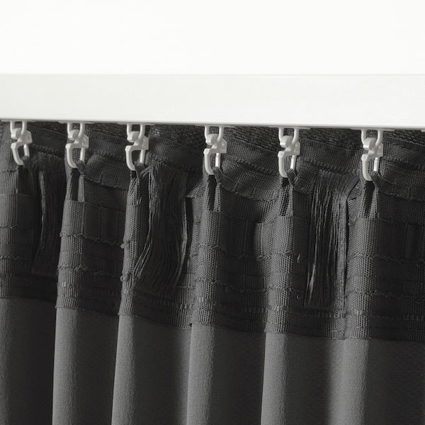 ANNAKAJSA room darkening curtains, 1 pair, anthracite/with heading tape, 145x300 cm