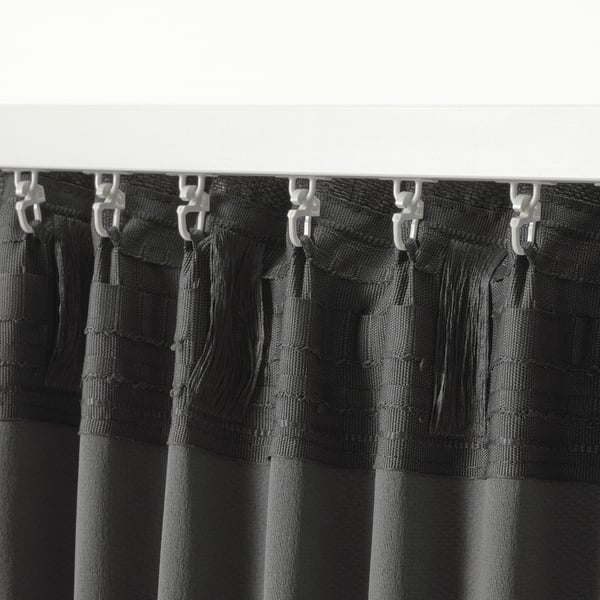 ANNAKAJSA room darkening curtains, 1 pair, anthracite/with heading tape, 145x300 cm