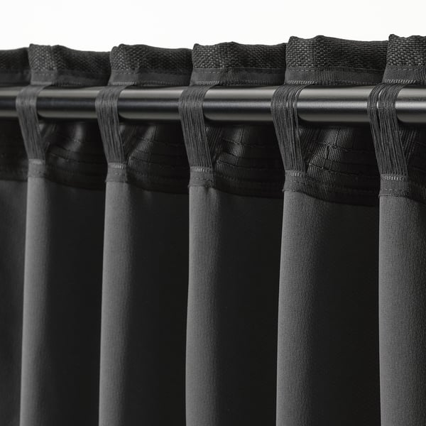 ANNAKAJSA room darkening curtains, 1 pair, anthracite/with heading tape, 145x300 cm