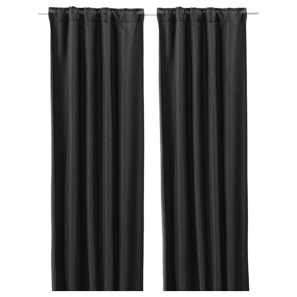 ANNAKAJSA room darkening curtains, 1 pair, anthracite/with heading tape, 145x300 cm