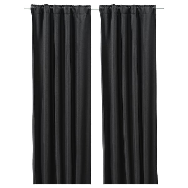 ANNAKAJSA room darkening curtains, 1 pair, anthracite/with heading tape, 145x300 cm