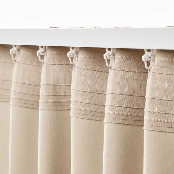 ANNAKAJSA room darkening curtains, 1 pair, beige/with heading tape, 145x300 cm