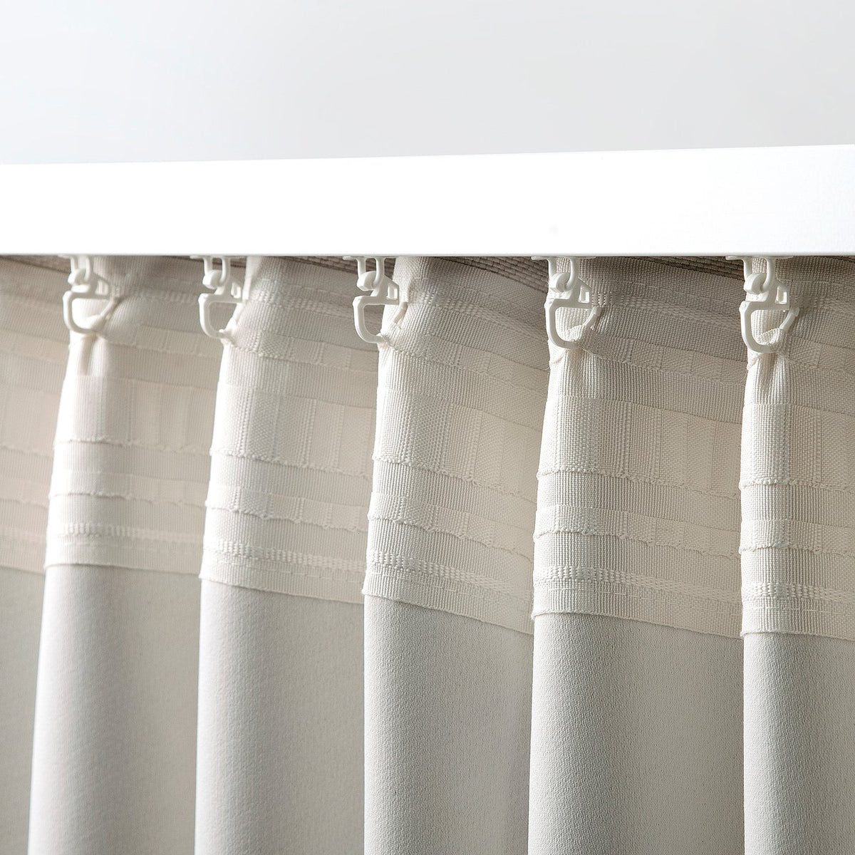 ANNAKAJSA room darkening curtains, 1 pair, white/with heading tape, 145x300 cm