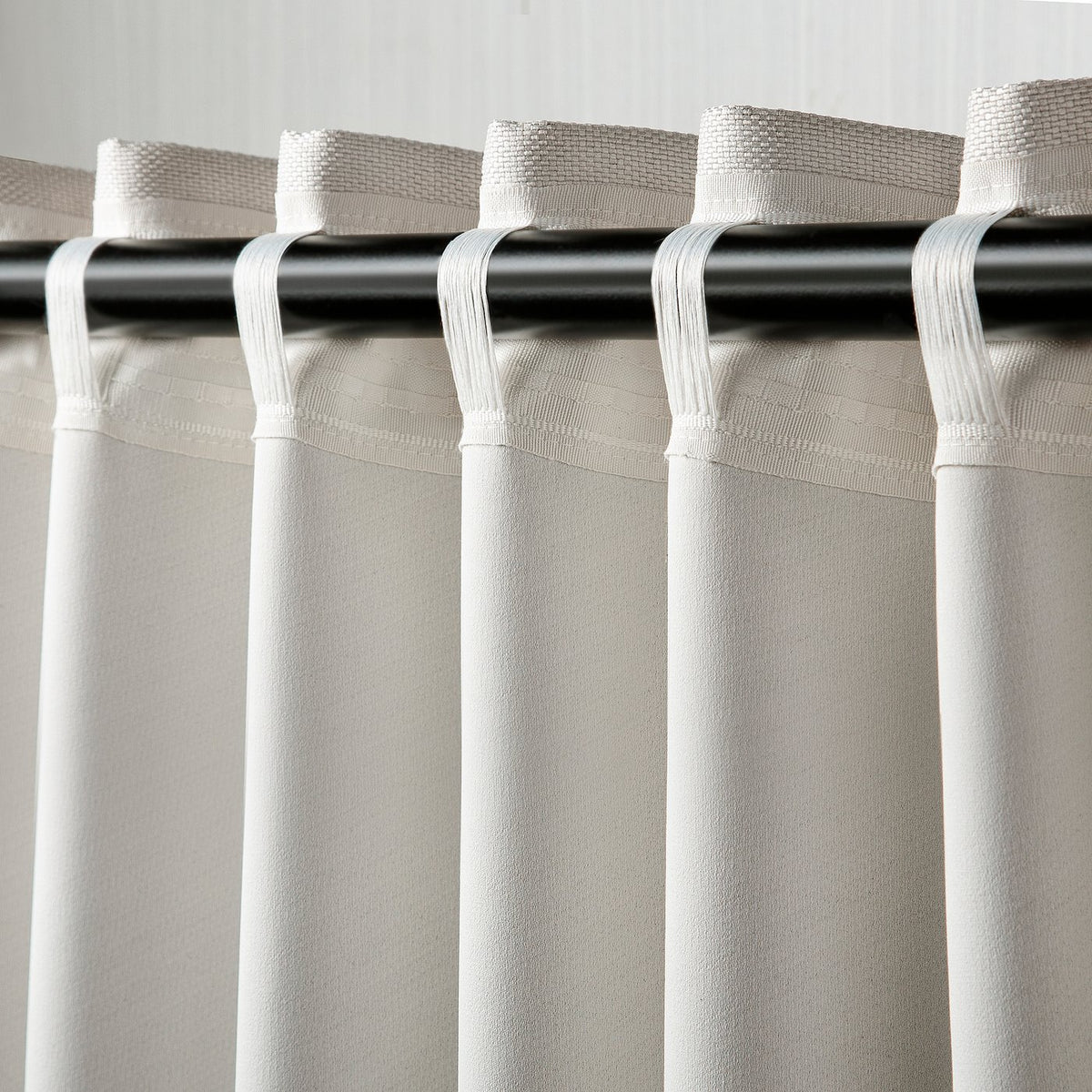 ANNAKAJSA room darkening curtains, 1 pair, white/with heading tape, 145x300 cm