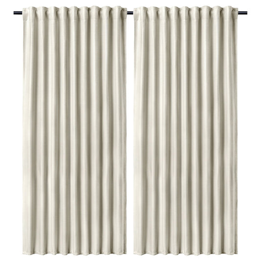 ANNAKAJSA room darkening curtains, 1 pair, white/with heading tape, 145x300 cm