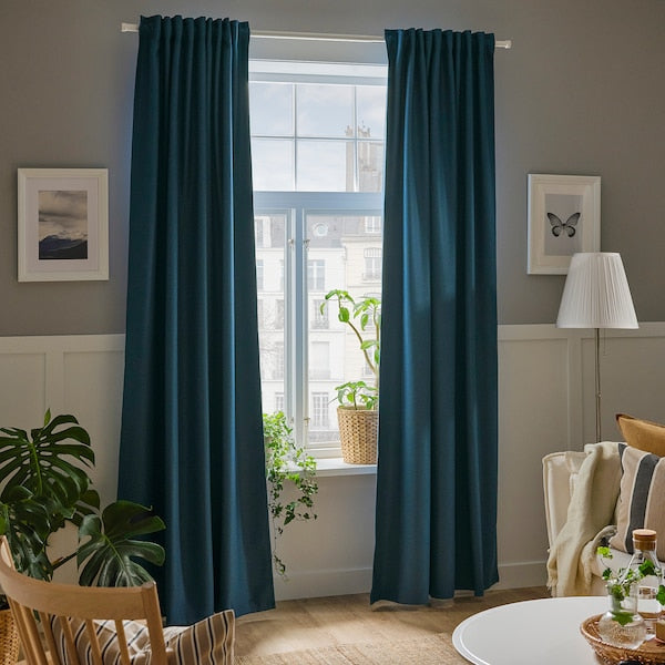 ANNAKAJSA Semi-darkening curtains, 1 pair - blue 145x300 cm