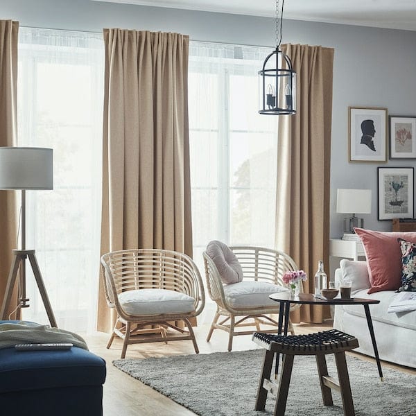 Ikea ANNAKAJSA Semi-darkening curtains, 1 pair - beige 145x300 cm , 145x300 cm