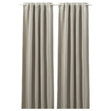 ANNAKAJSA room darkening curtains, 1 pair, light grey/with heading tape, 145x300 cm