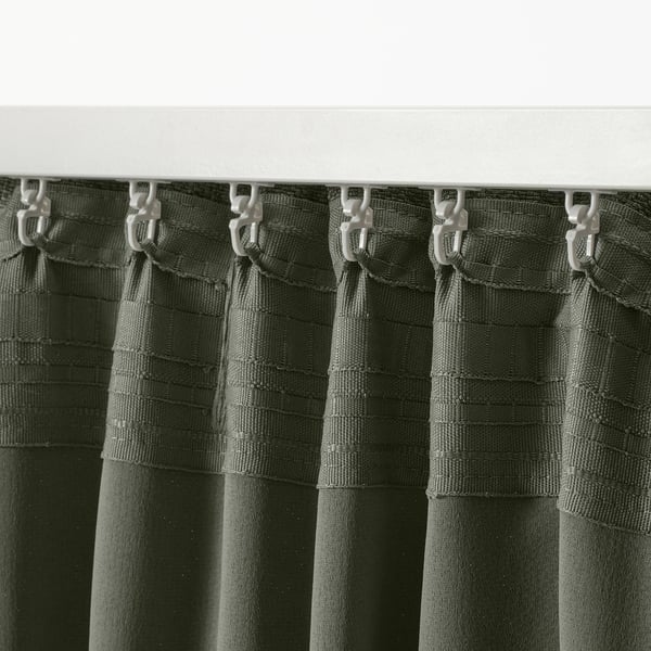 ANNAKAJSA room darkening curtains, 1 pair, dark green/with heading tape, 145x300 cm