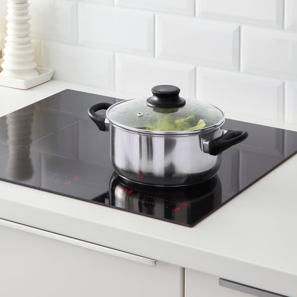 ANNONS - 5-piece cookware set, glass/stainless steel