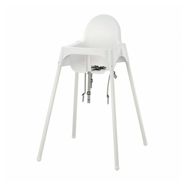 ANTILOP highchair with safety belt, white/white, 25x90x60 cm