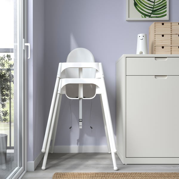 ANTILOP highchair with safety belt, white/white, 25x90x60 cm
