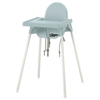 ANTILOP highchair with tray, grey-blue/white, 56x90x60 cm