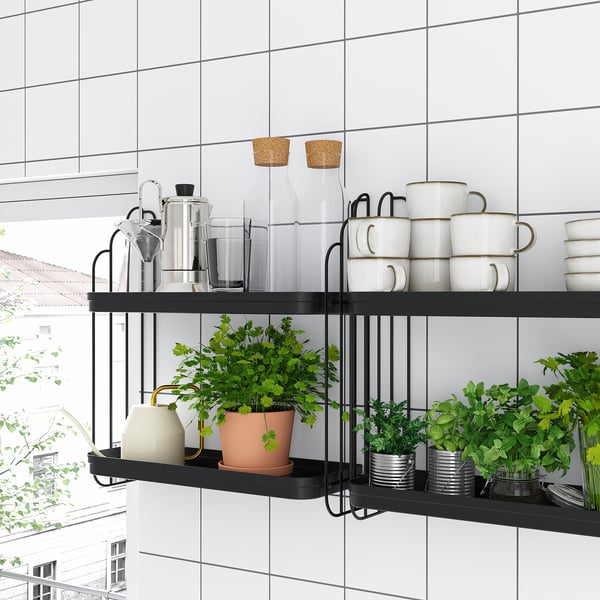 APOTEKARE wall shelf, black, 50x52 cm