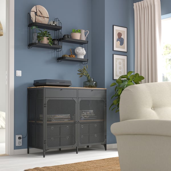 APOTEKARE wall shelf, black, 50x52 cm