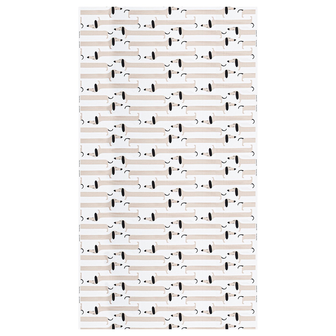 ARBETSTÅG pre-cut fabric, off-white/beige dog pattern, 150x300 cm