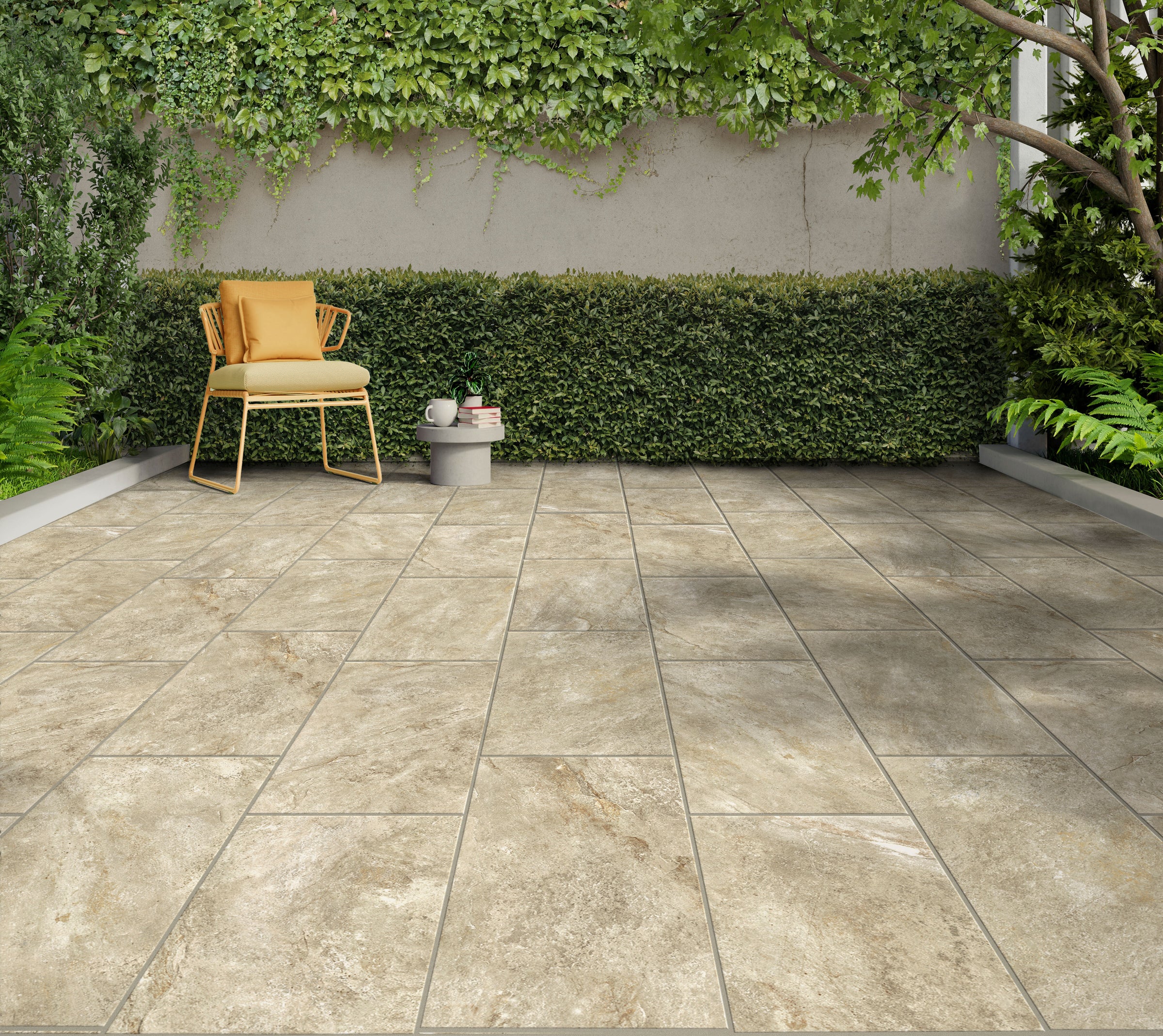 Beige outdoor sandstone paving, 31x62 cm, 7.4 mm thick, 1.54 m²