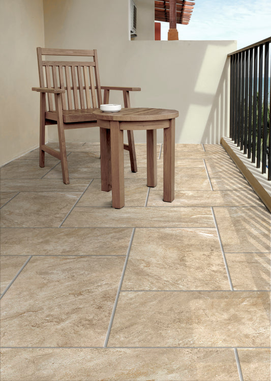 Beige outdoor sandstone paving, 31x62 cm, 7.4 mm thick, 1.54 m²