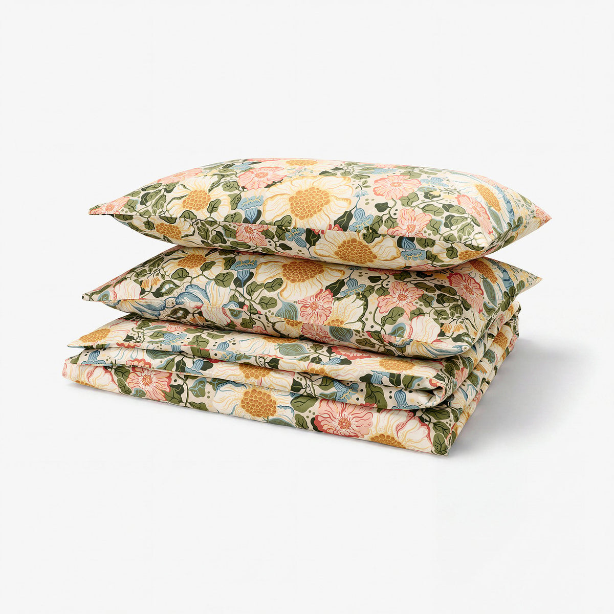 ARENBOK duvet cover and 2 pillowcases, beige/floral pattern, 240x220/50x80 cm