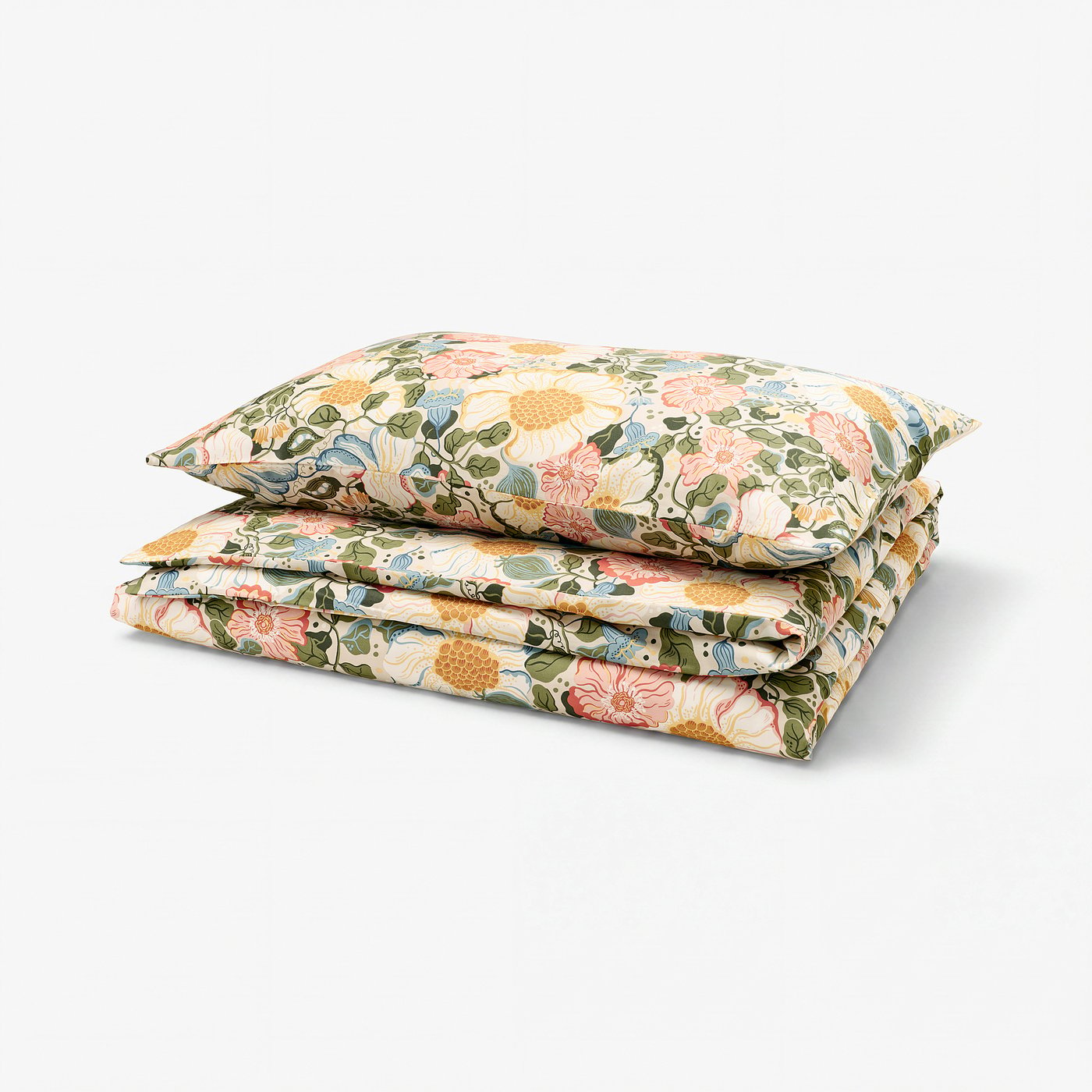 ARENBOK duvet cover and pillowcase, beige/floral pattern, 150x200/50x80 cm