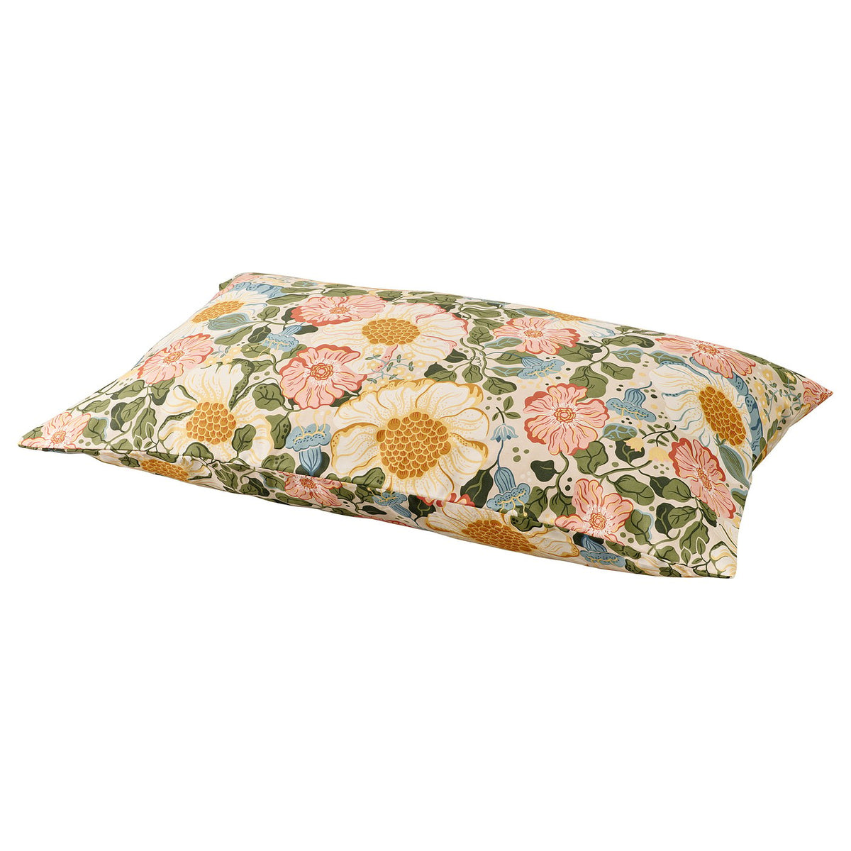 ARENBOK pillowcase, beige/floral pattern, 50x80 cm