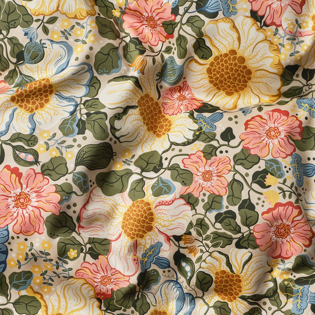 ARENBOK pillowcase, beige/floral pattern, 50x80 cm