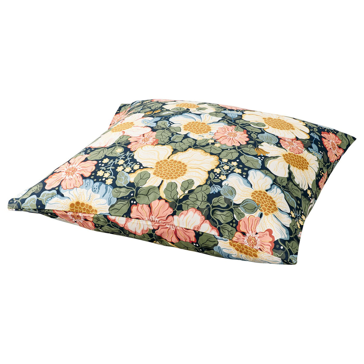 ARENBOK pillowcase, dark blue/floral pattern, 50x80 cm