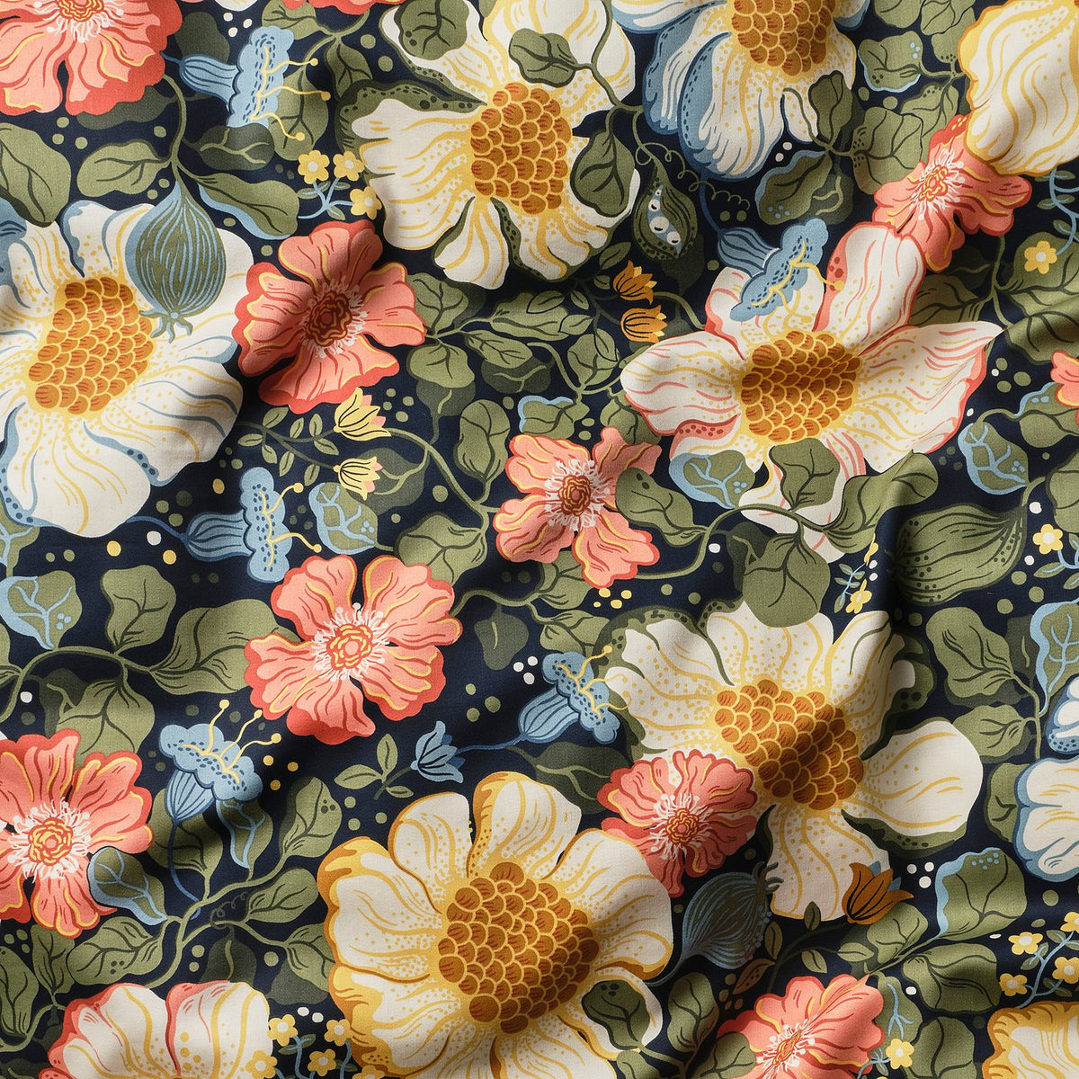 ARENBOK pillowcase, dark blue/floral pattern, 50x80 cm