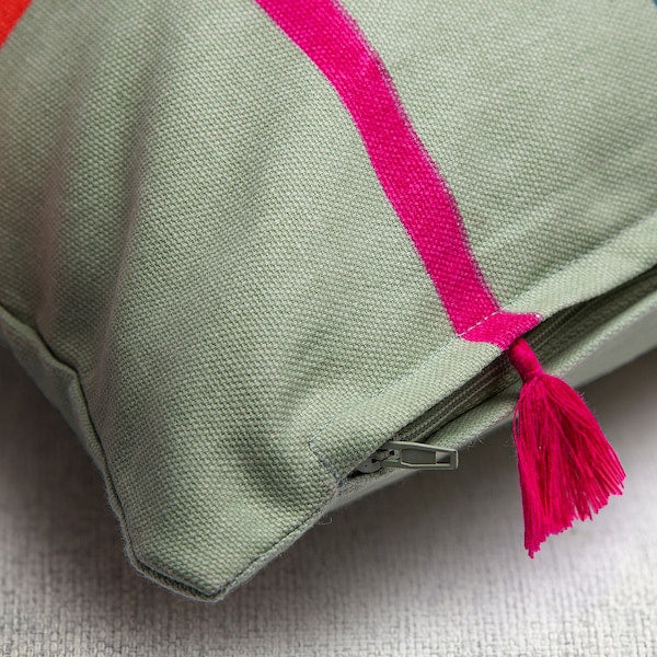 AROMATISK - Cushion cover, tassel/green, 40x58 cm